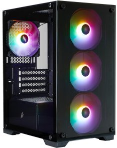 Корпус 1stPlayer X2-M-BK-4F7 Black with window