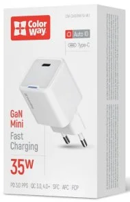Фото: Зарядний пристрій ColorWay GaN Mini PD 35W White (CW-CHS056PD-WT) № 6 | KTC