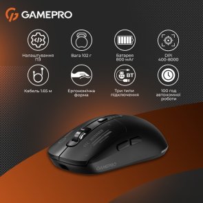 Миша GamePro Genesis Winner WL/BT/USB Black (GM079B)