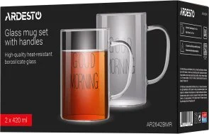 Фото: Набір чашок Ardesto 420ml 2pcs Clear (AR2642BMR) № 6 | KTC