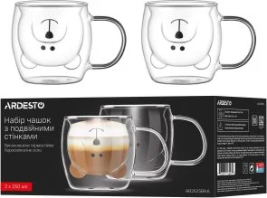 Фото: Набір чашок Ardesto Animals 250ml 2pcs Clear (AR2625BHA) № 5 | KTC
