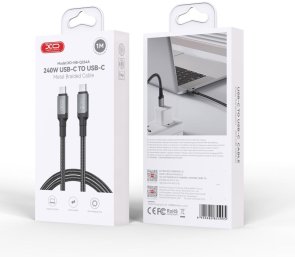 Кабель XO NBQ264A High Power Braided 240W Type-C / Type-C 1m Black (NBQ264A_С_Black)