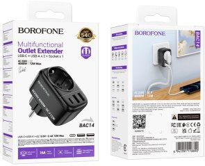 Мережевий фільтр BOROFONE BAC14 Wide USB Black (6941991118890)