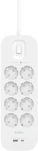Фото: Мережевий фільтр Belkin Connect 1xUSB 1xType-C 8/2m White (SRB003VF2M-V2) № 3 | KTC