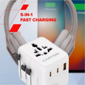 Зарядний пристрій Canyon Travel Adapter OnTour 20 20W White (CNS-TA20W1005W)