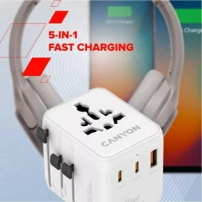 Фото: Зарядний пристрій Canyon Travel Adapter OnTour 20 GaN III 20W White (CNS-TA20W1005W) № 8 | KTC