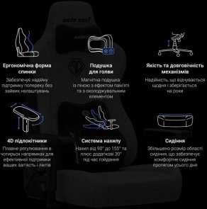Крісло Anda Seat Kaiser 3E Size XL Dark Grey Fabric (AD23YC-XL-09-GB-CF-G01)