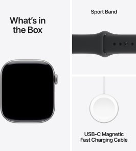 Смарт годинник Apple Watch Series 11 GPS - 42mm Space Grey Aluminium Case with Black Sport Band - S/M (MEQW4)