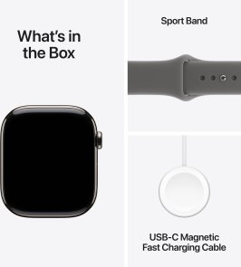 Смарт годинник Apple Watch 11 GPS LTE 46mm - Natural Titanium Case with Stone Grey Sport Band - M/L (MFCX4)