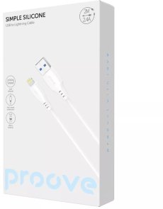Кабель USB (AM/Lightning) 2м, Proove Simple Silicone, 2.4A, White