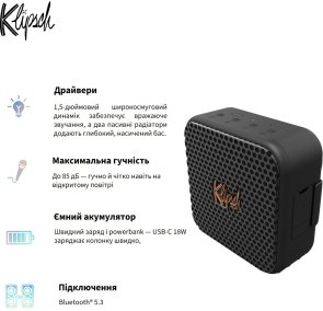 Портативна колонка Klipsch Austin Bluetooth Black (1072094)