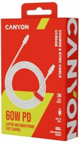 Кабель Canyon CC60AB 60W Type-C / Type-C 2m White (CND-CC60AB20W)