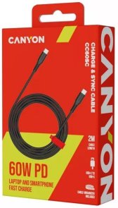 Кабель Canyon CC60SC 60W Type-C / Type-C 2m Black (CNS-CC60SC20B)