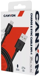 Кабель Canyon MFI-1 2.4A AM / Lightning 1m Black (CNS-MFICAB01B)