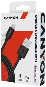 Фото: Кабель Canyon MFI-1 2.4A AM / Lightning 1m Black (CNS-MFICAB01B) № 3 | KTC