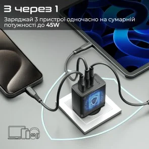 Фото: Зарядний пристрій Promate PowerPort-45 Black (powerport-45.black) № 4 | KTC