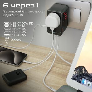 Зарядний пристрій Promate Tripmate-gan100 (tripmate-gan100)