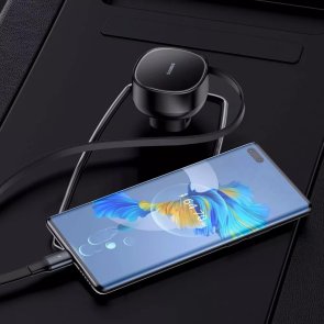 Автозарядка Baseus Enjoyment Pro Car Charger Type-C + Retractable Type-C Cable 60W black