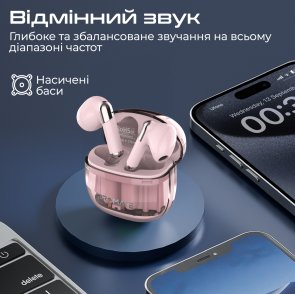 Навушники Promate Transpods Pink (6959144064666)
