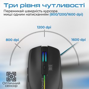 Мишка , оптична бездротова Promate kitt.black