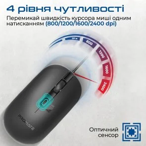 Фото: Миша Promate CM-2400 USB Black (6959144063423) № 4 | KTC