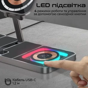 Фото: Бездротова зарядна станція Promate AuraSlate-Trio Black (6959144065984) № 8 | KTC