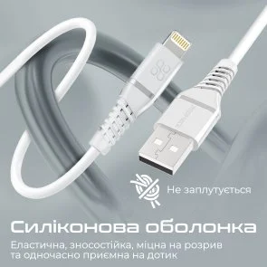 Фото: Кабель Promate PowerLine-Ai120 2.4A AM / Lightning1.2m White (6959144060767) № 7 | KTC