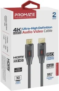 Фото: Кабель Promate ProLink4K60-150 HDMI / HDMI v.2.0 1.5m Black (6959144063850) № 2 | KTC