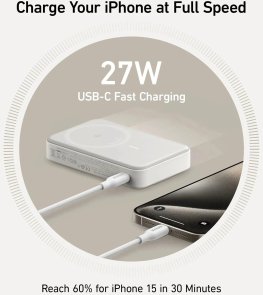 Батарея універсальна Anker MagGo 10000mAh 27W Qi2 15W White (A1654G21)