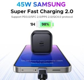 Мережевий зарядний пристрій Ugreen X524, 1xType-C, GaN, 45W, Black (65052)