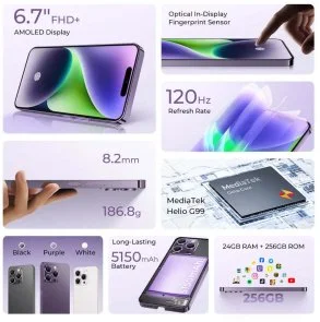 Фото: Смартфон Oukitel P1 8/256GB Black (P1_BK) № 2 | KTC