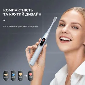 Фото: Електрична зубна щітка Oclean X Plus Pro Digital Silver + Travel case (6970810556179) № 3 | KTC