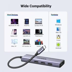 Фото: USB-хаб UGREEN 5in1 CM511 Grey (15597) № 8 | KTC