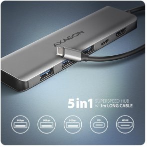  USB-хаб Axagon HMC-5H Grey