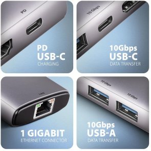 USB-хаб Axagon HMC-6G2L Grey