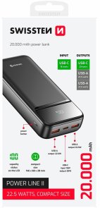 Батарея універсальна SWISSTEN LINE II 20000mAh 22.5W Black (8595217490628)