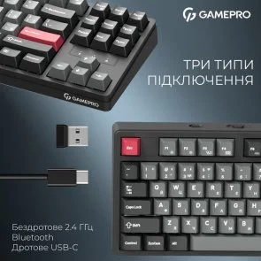 Фото: Клавіатура GamePro Asgard Ragnar MK285BK WL/BT/USB Black № 6 | KTC