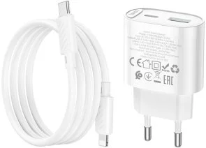 Фото: Зарядний пристрій Hoco C109A QC PD 20W White with Type-C/Lightning (6942007656726) № 7 | KTC