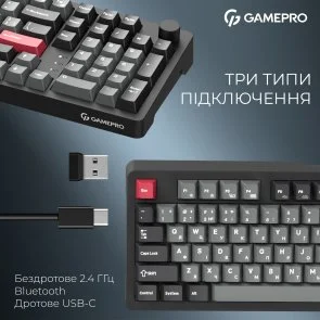 Фото: Клавіатура GamePro Asgard Drakkar MK305BK WL/BT/USB Black № 7 | KTC