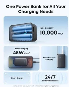 Фото: Батарея універсальна Anker Nano 10000mAh 45W Built-In USB-C Cable Black (A1638H11) № 4 | KTC