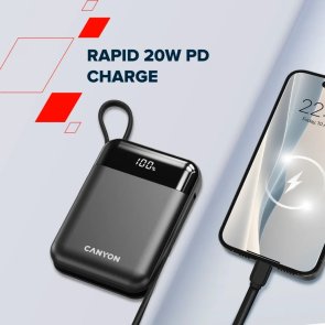 Батарея універсальна Canyon OnPower 104 10000mAh 22.5W Built-In USB-C (CNS-CPB104B)