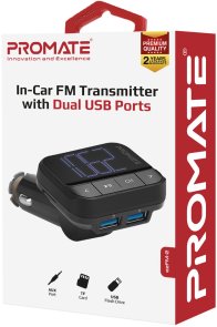 FM-трансмітер + АЗП Promate ezfm-2 Black (6959144050324)