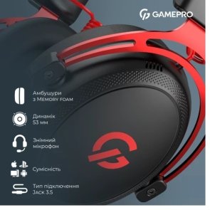 Гарнітура накладна Gamepro Asgard Skald, Black/Red ( Gaming )
