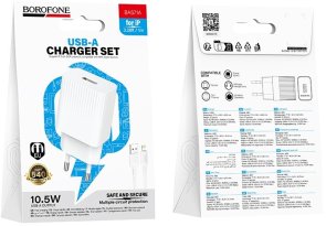 Зарядний пристрій BOROFONE BAS71A Source White with AM/Lightning (6941991122583)