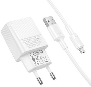Зарядний пристрій BOROFONE BAS71A Source White with AM/MicroB (6941991122606)