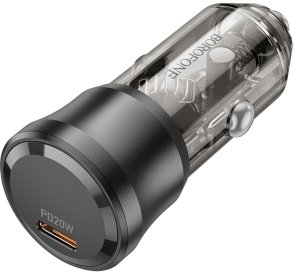 Автомобільний зарядний пристрій BOROFONE BZ24 Clever 20W Transparent Black (6941991106934)