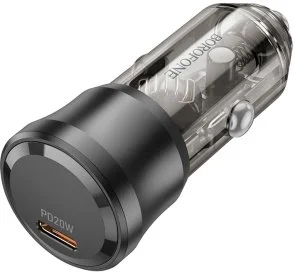 Фото: Автомобільний зарядний пристрій BOROFONE BZ24 Clever 20W Transparent Black (6941991106934) № 5 | KTC