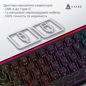 Фото: Клавіатура Ajazz NK68 Red Switch Side Contour USB Black (NK68-R-S-B) № 7 | KTC