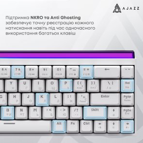 Клавіатура, Ajazz NK68 Red Switch ENG/UKR USB, White ( Gaming )