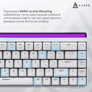 Фото: Клавіатура Ajazz NK68 Red Switch USB White (NK68-R-W) № 13 | KTC
